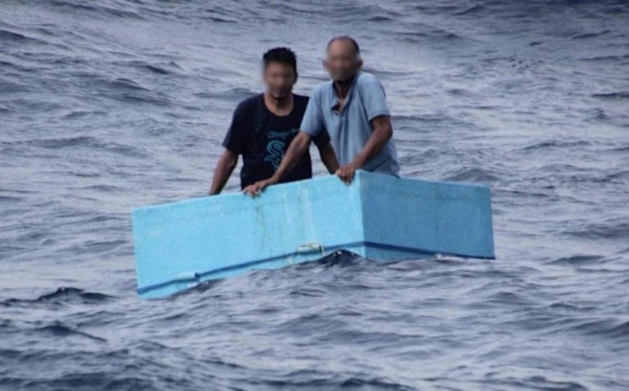 Watch: Fishermen rescued after five days adrift in cool box