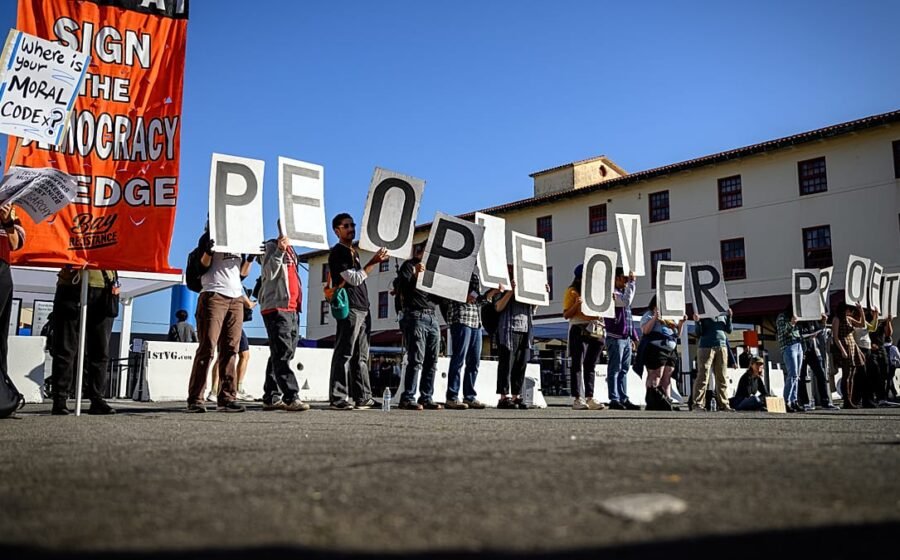 ‘Let workers have a say’: Protesters target OpenAI conference