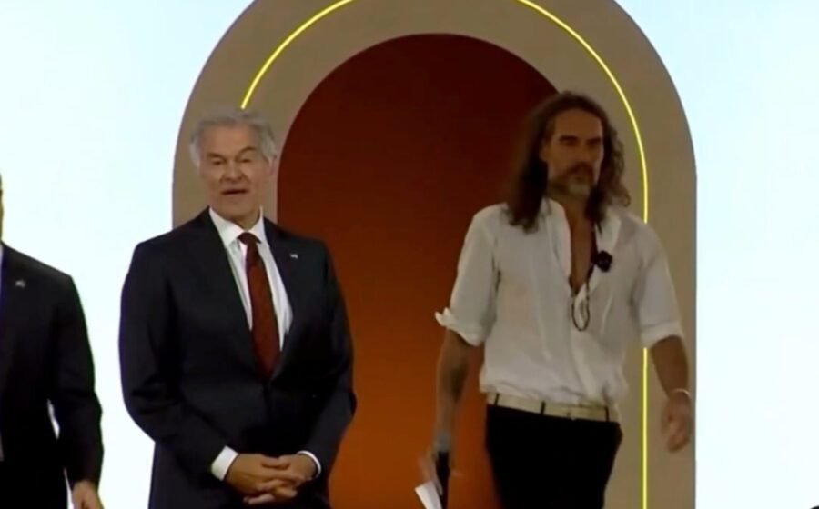 Russell Brand and Dr. Oz joke about hugging female Trump secretary as rape-accused comic joins MAHA panel