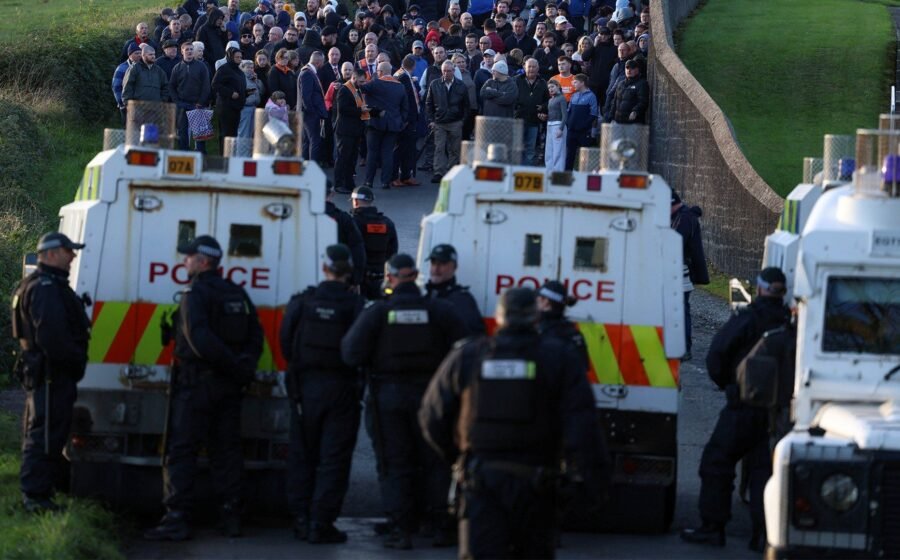 Protesters block Orange Order march in Northern Ireland