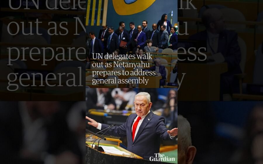 UN delegates walk out as Israel’s Netanyahu prepares to address general assembly