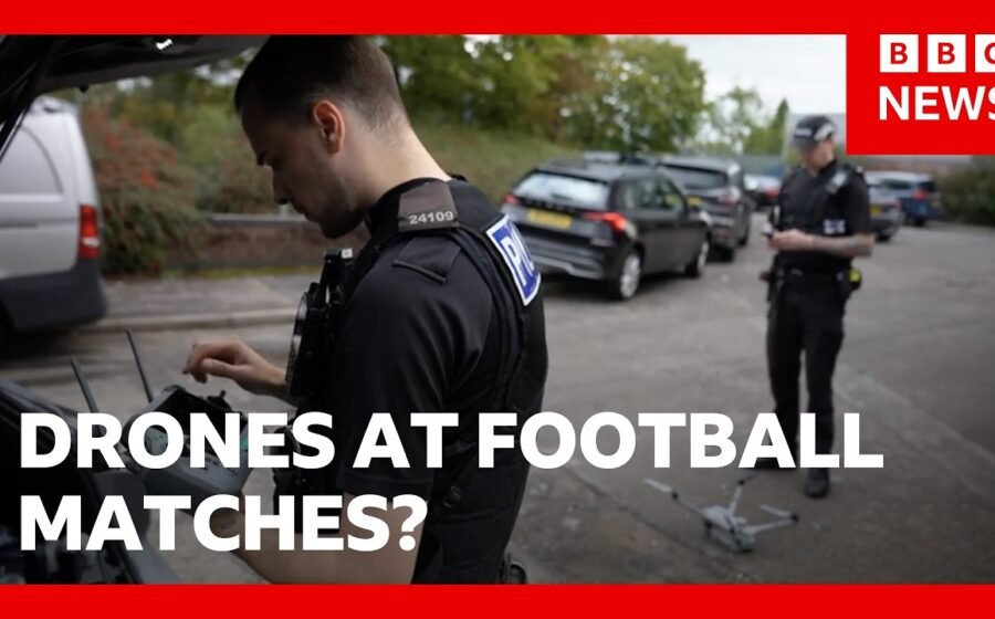 Can drones prevent disorder at Premier League football matches? | BBC News