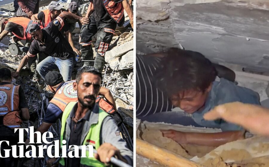 Emergency crews rush to free families from building collapse in Gaza