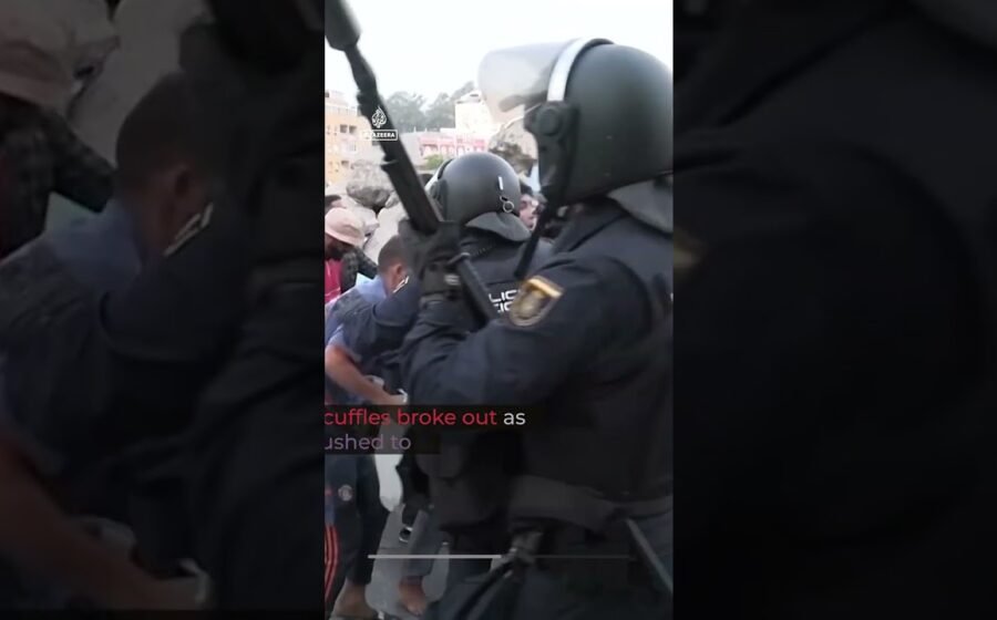 Police hit migrants with batons during camp transfer in Ceuta | AJ #shorts