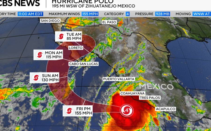 Hurricane Polo is a powerful Category 5 storm off Mexico. See its path.