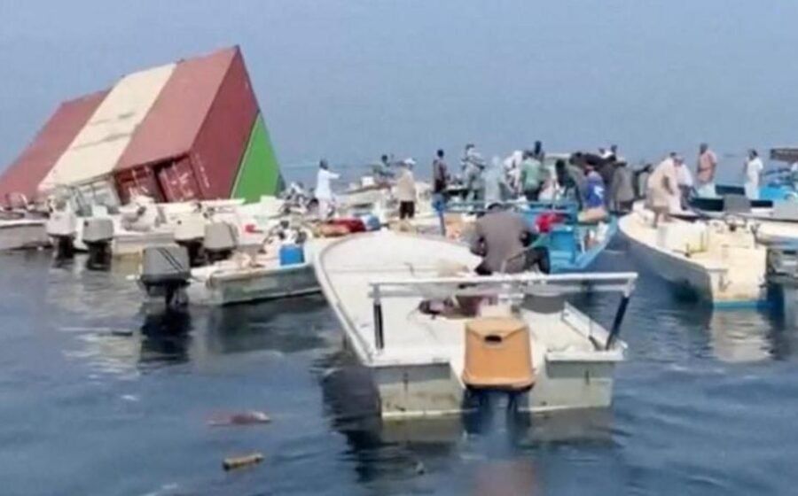 Container ship hit by projectile sinks in Strait of Hormuz, Singapore says