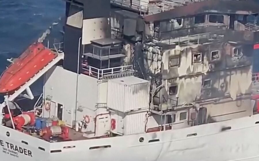 Seven sailors missing after tanker fire off Romania's coast amid Russian drone fears