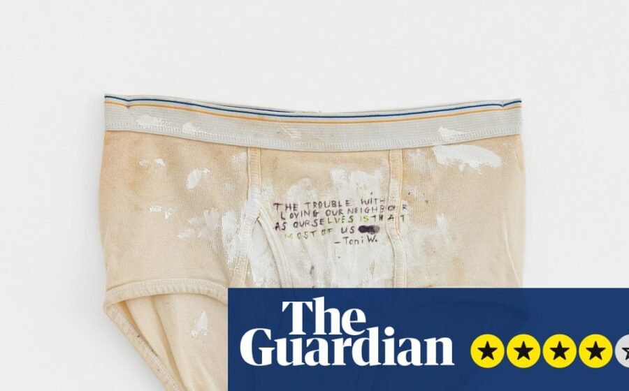 Pope.L review – savage satire from Y-fronts-wearing trickster famed for gruelling ‘crawl’ across New York