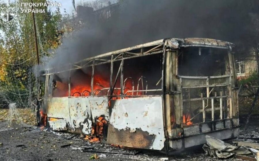 Russian strike on buses kills at least 30, say officials, as deadly attacks on Ukraine surge