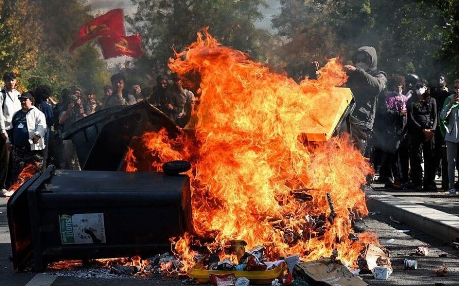 Fires break out at French schools as students protest nationwide