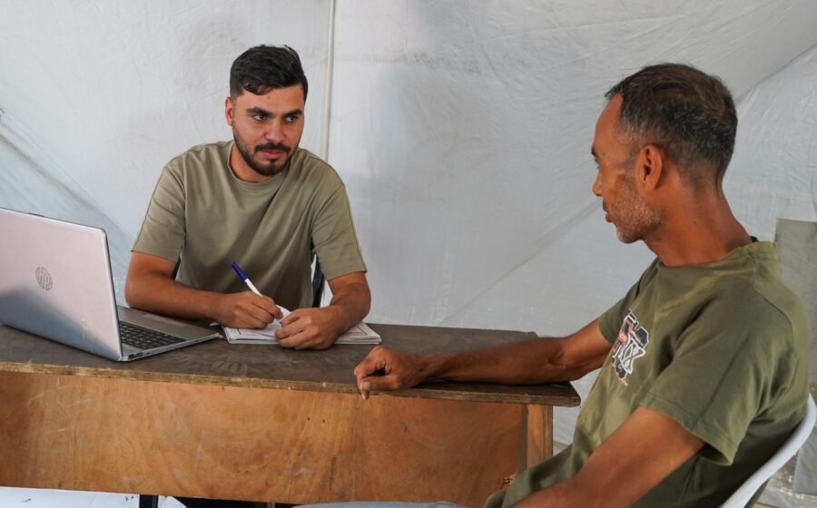 When streets become a workplace: Gaza workers convert tents into offices