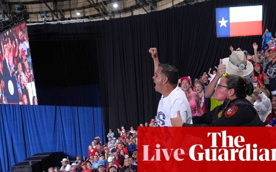 Multiple protesters interrupt Trump as he speaks at Paxton rally in Texas – US politics live