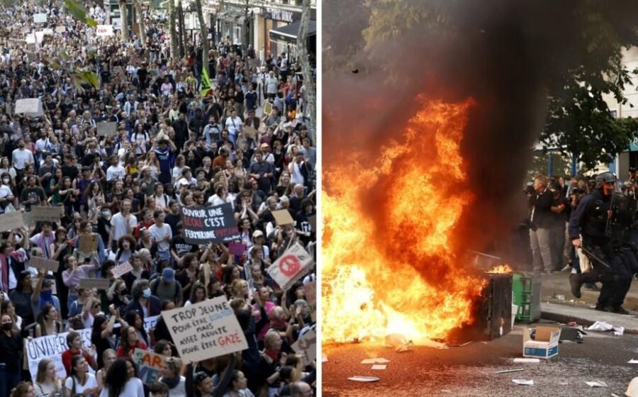 Watch: Riot police clash with school protesters and use tear gas in France