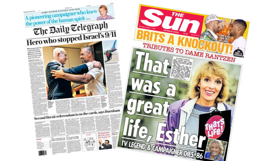 The Papers: 'Israel's 9/11 stopped' and 'That was a great life'