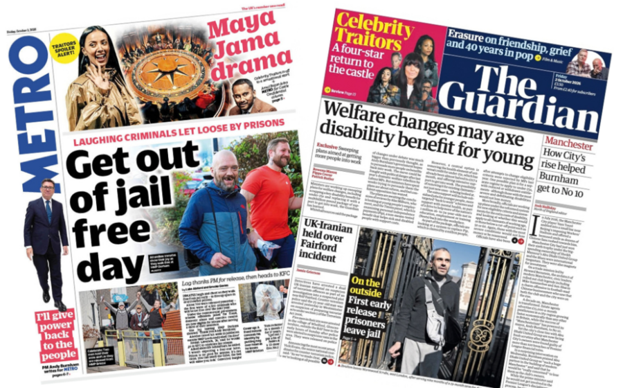 The Papers: 'Laughing criminals let loose' and 'Return to the castle'