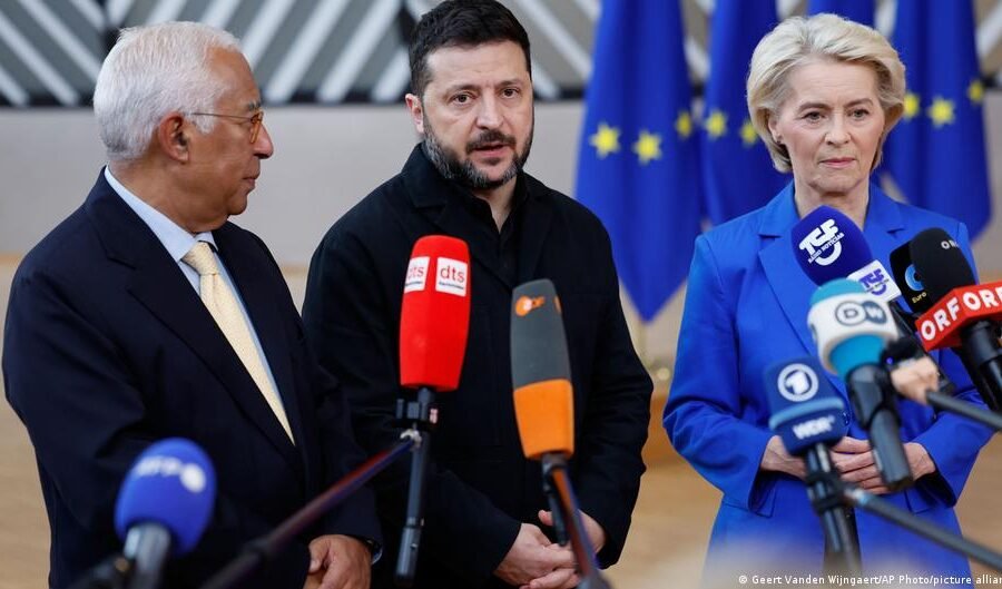Ukrainian President Zelenskyy speaks at EU summit amid spat with Donald Trump