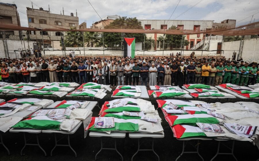 Funeral held for 75 Palestinians after remains recovered from Gaza ruins