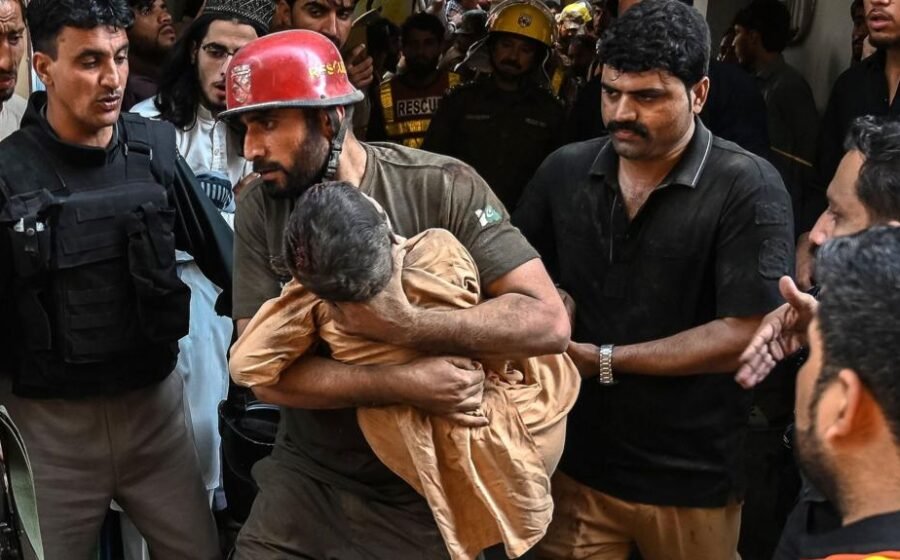 At least 33 pupils and teacher killed after school roof collapses in Pakistan