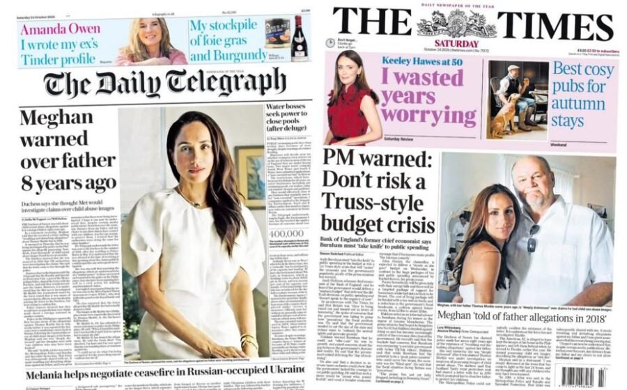 The Papers: 'Meghan warned over father' and 'Don't risk Truss-style budget'