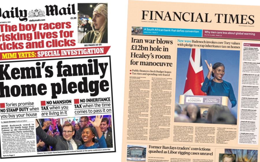 The Papers: 'Kemi's family home pledge' and 'Badenoch invokes core Tory values'