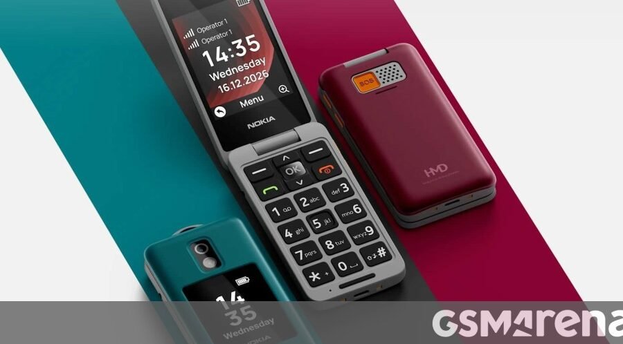 The Nokia 2360 Flip is a dual-display feature phone with an SOS button
