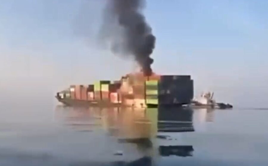 Containers and debris captured floating around the Strait of Hormuz