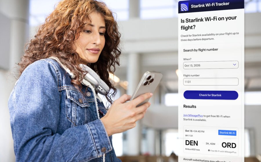 United will now let you check if your flight has Starlink Wi-Fi