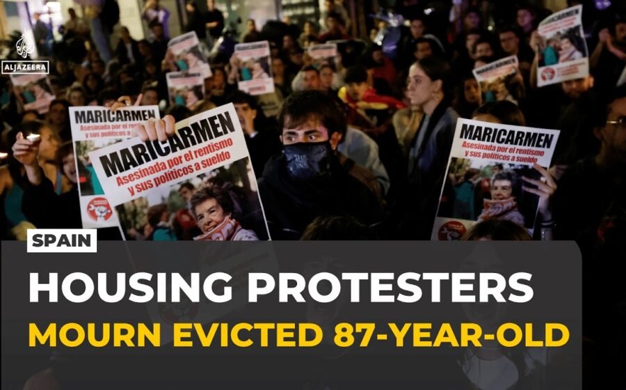 Madrid protesters mourn evicted 87-year-old who became face of Spain’s housing crisis