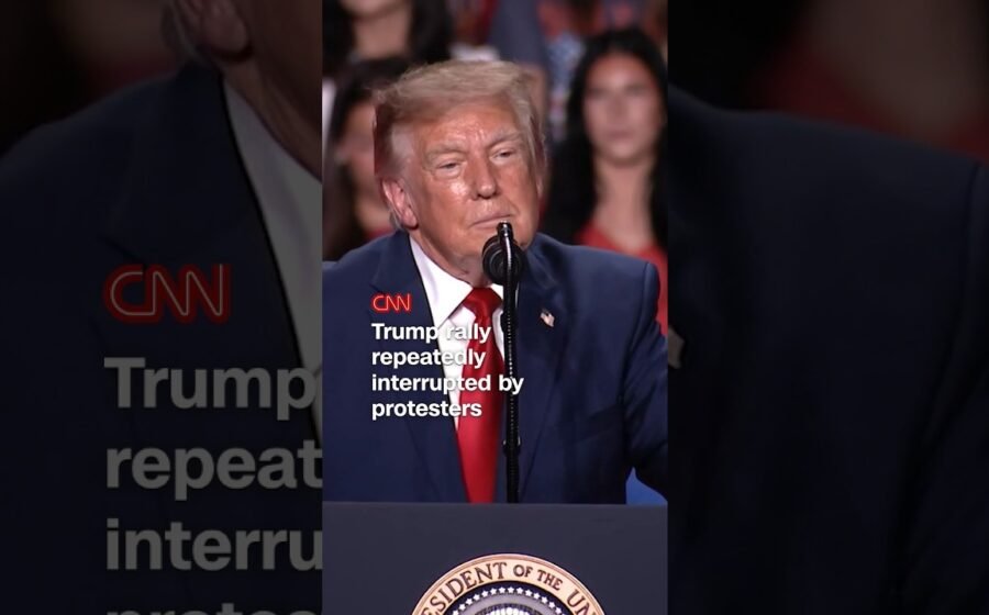 Trump rally repeatedly interrupted by protesters