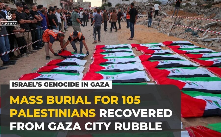 Gaza holds mass burial for more than 100 Palestinians recovered from rubble