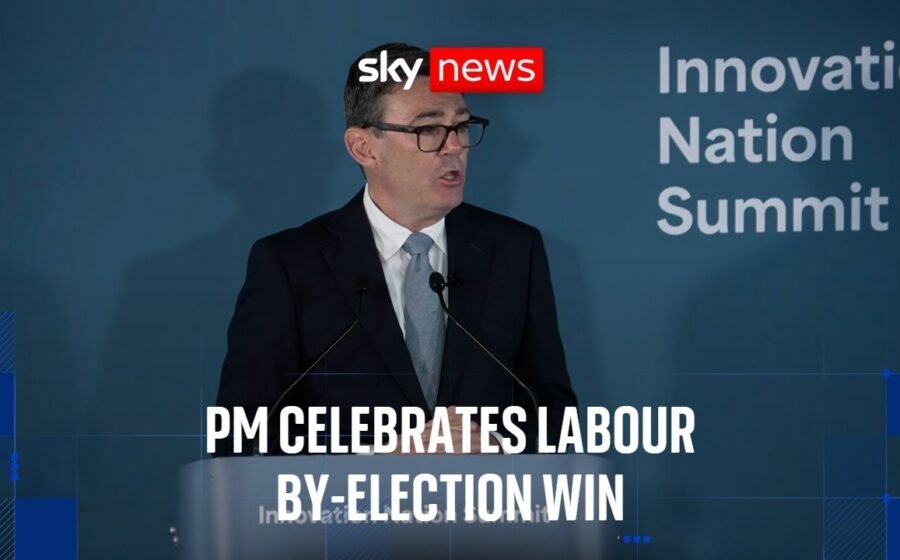 Andy Burnham delivers speech in Manchester