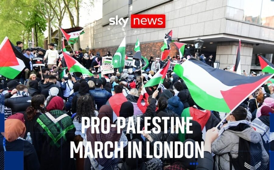 Pro-Palestine march marks three years of war in Gaza