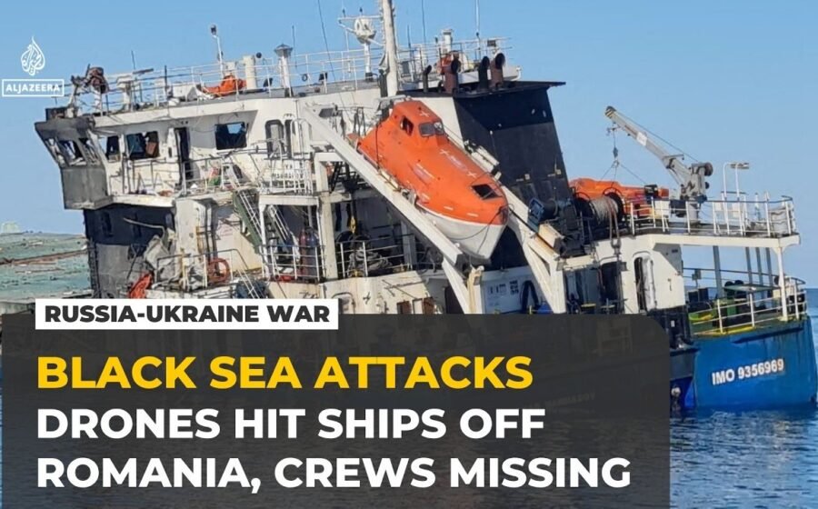 Seven missing after drones set chemical tankers ablaze in Romanian Black Sea waters