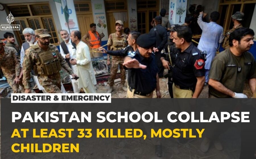School roof collapses in northwestern Pakistan, killing at least 33, mostly children