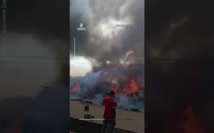 Fuel tanker fire engulfs market in southern Nigeria | AJ #shorts