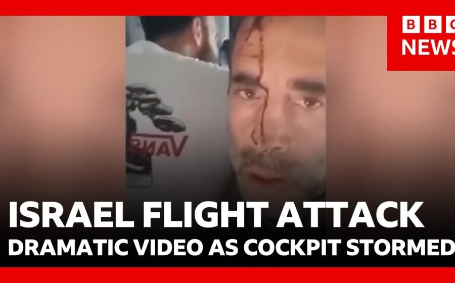 Israel flight attack: dramatic video of passengers tackling pilot “trying to crash plane” | BBC News