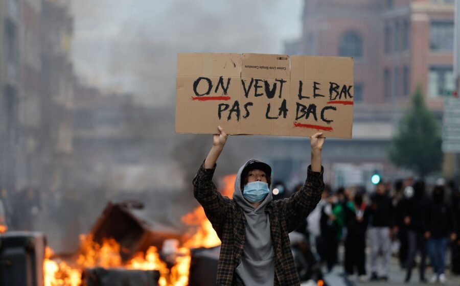 Schools set alight by students in protests across France