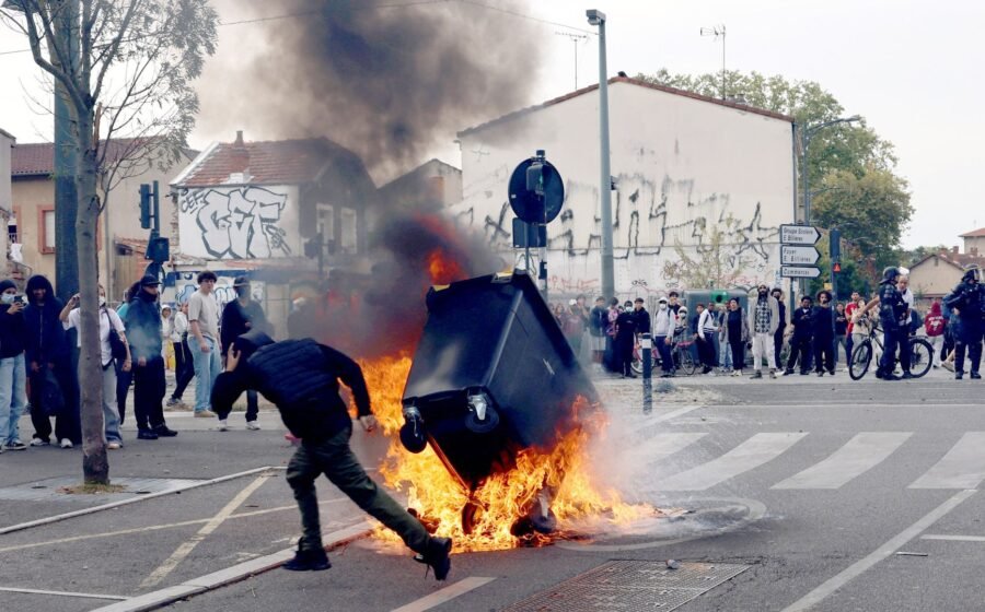 Tear gas and fires on French streets as student protests turn violent